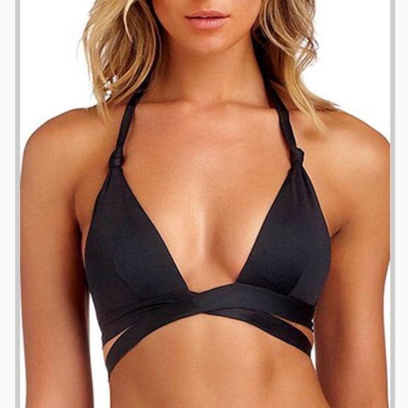 black wrap around bikini top